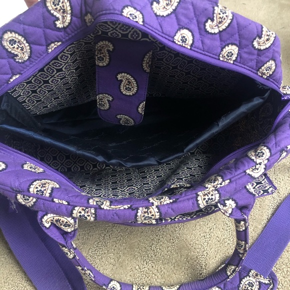 Vera Bradley Metropolitan Bag Simple Violet Purple Paisley, work bag, travel bag - Picture 5 of 15